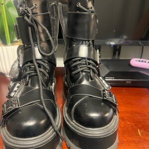 Koi Black Ankle Boots with Buckle Detail